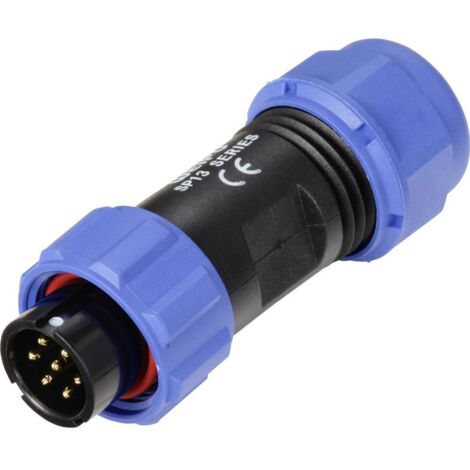 connecteur de cable mâle, droit 7 pôles 5 A 125 V/AC IP68 Weipu SP1310 / P 7 II D21478
