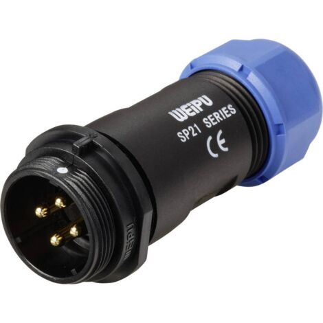 Connecteur de câble mâle, droit In Line 4 pôles 30 A 500 V/AC IP68 Weipu SP2111 / P 4 I D24345