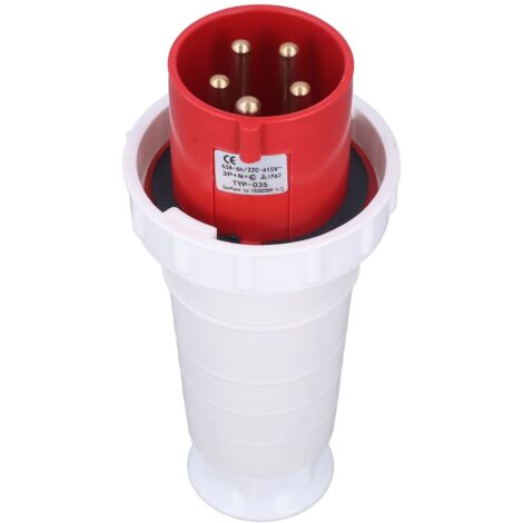Connecteur de Douille Industrielle IP67 IP67 IPERSHOPHER 5pin 63A 220‑415V Rouge, Prise électrique pour Extérieur, avec Excellent Matériaux, Fixation Ferme.