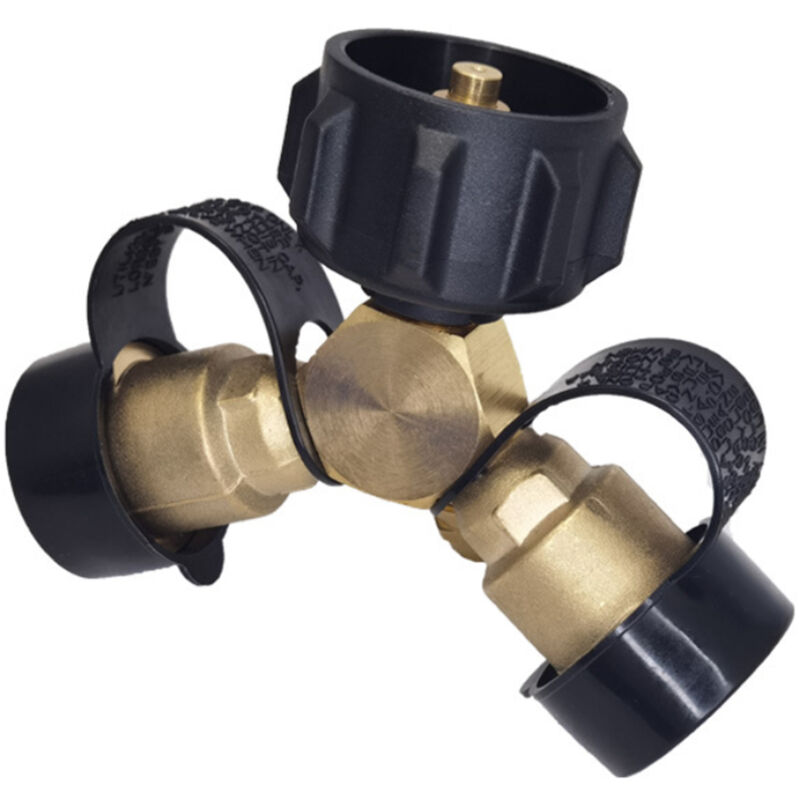 Lifcausal - Connecteur de gaz propane pour bouteille de propane de 20 lb, séparateur en y en laiton massif, adaptateur de tuyau pour réservoirs de