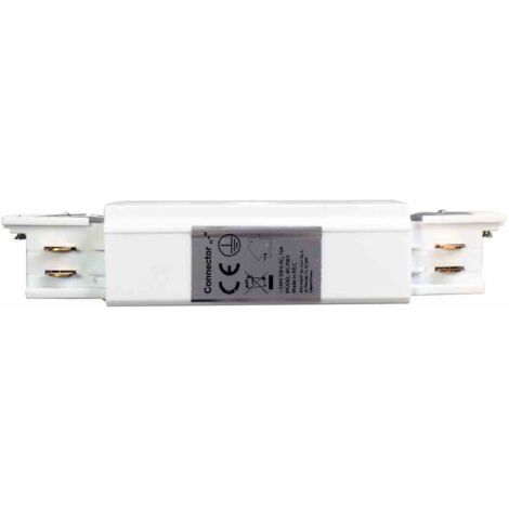 Connecteur de lampe pour rail d'éclairage blanc à 3 circuits Type : droit