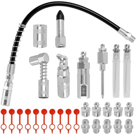 Connecteur de lubrification pour injecteurs de graisse avec tuyau d'extension flexible pour les zones difficiles à atteindre