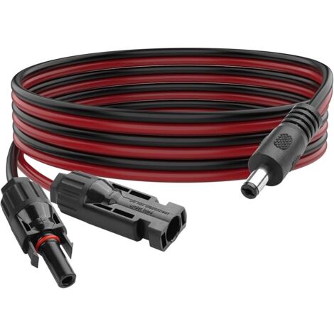 Connecteur de panneau solaire pour câble d'extension de ligne CC 16AWG pour chargeurs et générateurs (4,9FT/1,5 m)
