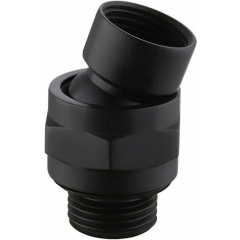 Connecteur de pommeau de Douche à Grand débit d'eau - Bras dextension réglable - Joint à rotule - Adaptateur Universel en Laiton - pour Salle de Bain - Noir-LIAIKI