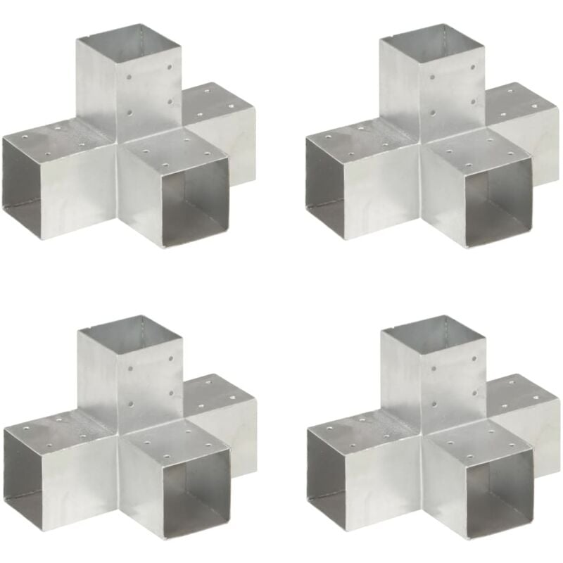 Vidaxl - Connecteurs de poteau 4 pcs Forme en x Métal galvanisé 91x91 mm
