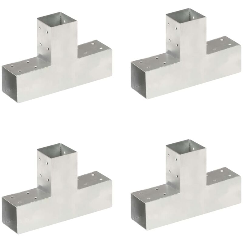 Connecteurs de poteau 4 pcs Forme en t Métal galvanisé 71x71 mm Vidaxl