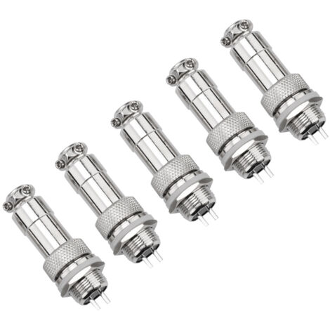 Connecteur de prise d'aviation en métal, panneau mâle/femelle GX12 2 broches 5 pièces/ensemble