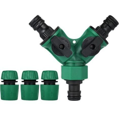 Connecteur de Raccord Tuyau D'arrosage, Embout Tuyau Arrosage, Séparateur de Tuyau en Y, Adaptateur Robinet Tuyau Arrosage, Gardena Raccord avec 2 Sorties Vannes pour Robinet Jardin