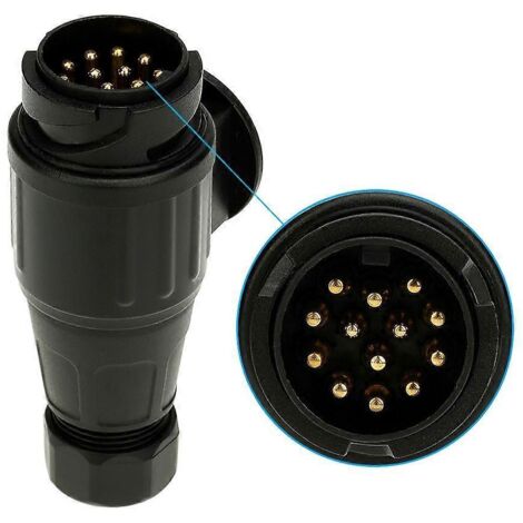 Connecteur de remorque 13 broches givré 12V, fiche de barre de remorquage 13 pôles type N – côté véhicule.