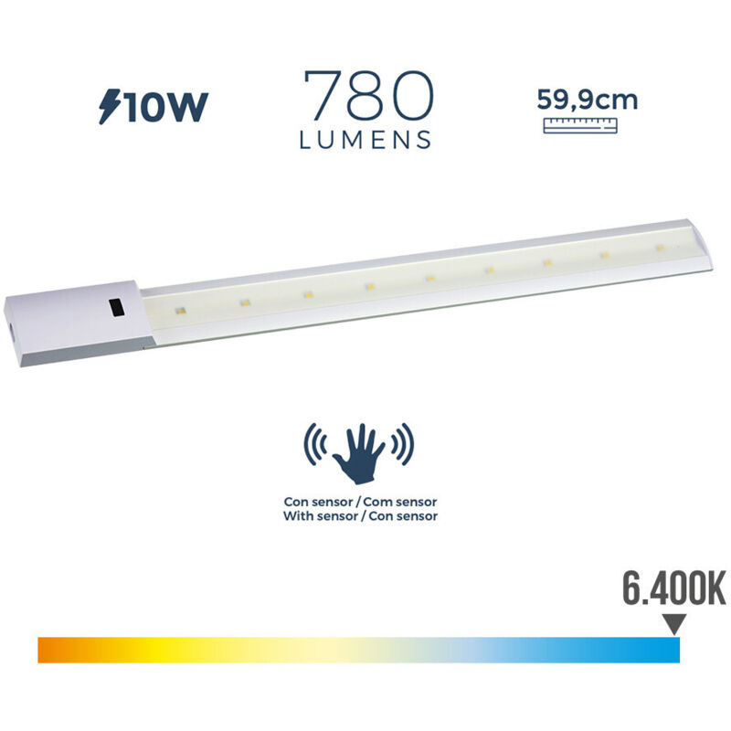 EDM - Réglette led 10W 5,5cm Gris - Luz fría 6400K