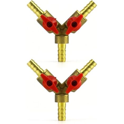 Connecteur de tuyau 3 voies séparateur, alliage de laiton et de zinc, 8 mm valve à bille pour eau, huile et gaz pour arrosage de jardin(2 pièce)