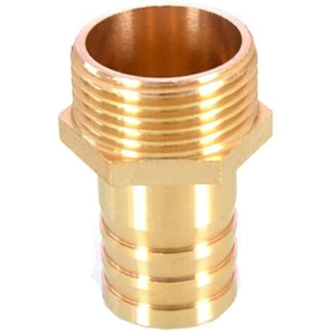 Connecteur de Tuyau BSP en Laiton 25 mm Cannelé x G1 Mâle, Raccord Fileté BSP Mâle Cuivre Coupleur Adaptateur