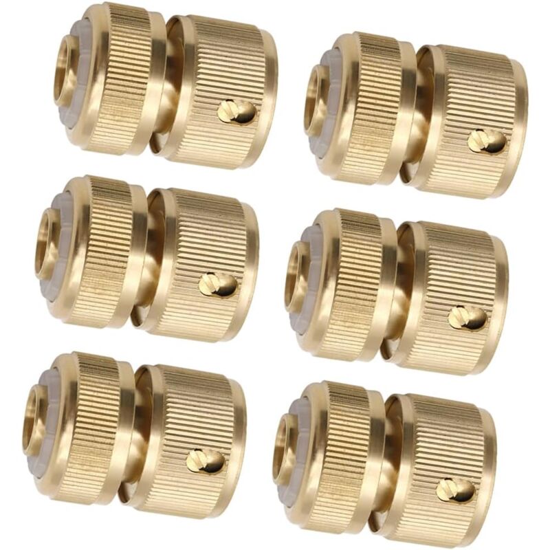 Connecteur de tuyau en laiton 6pcs 1 / 2 pouces raccord rapide pour tuyau de jardin, arroseur de pelouse