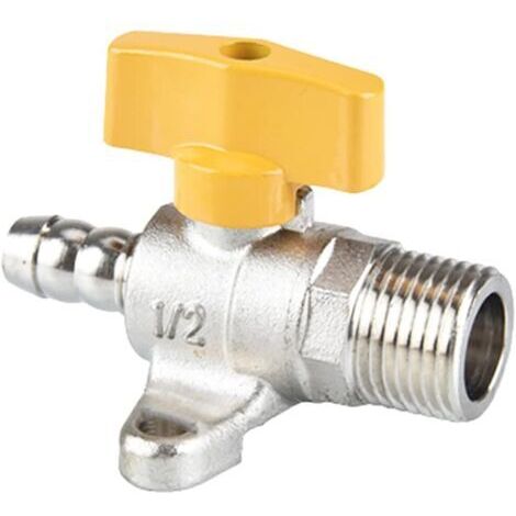 Connecteur de tuyau, robinet à boisseau sphérique à filetage mâle 1,27 cm, valve à gaz avec base, intersection de raccord d'arrêt, cannelé de tuyau (type A)