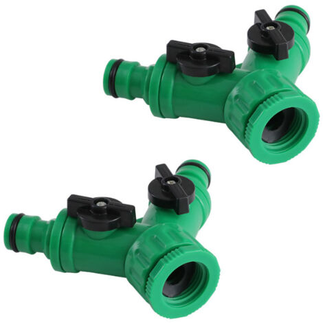 Connecteur de Tuyau Y - 1/2 Pouces et 3/4 Pouces - Robinet avec Vanne Marche Arrêt Indépendante - Pour Irrigation Jardin Extérieur - 2 Pièces
