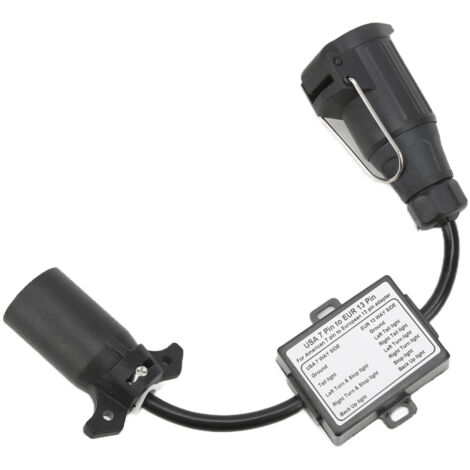 Connecteur de Voiture 7 Broches Américain vers Européen 13 Pins pour Remorque et Camion