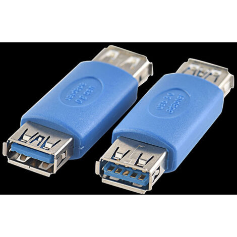 Connecteur d'extension USB 3.0 femelle-femelle AF-AF pour transmission de données haute vitesse, adaptateur semi-fermé avec connecteur femelle USB.