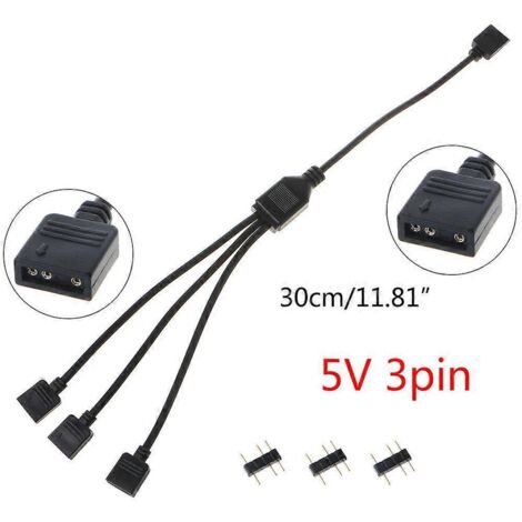 Connecteur d'interface RGB 3 broches 5 V, câble d'extension pour carte mère d'ordinateur - 3