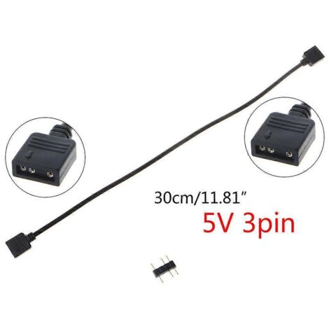 Connecteur d'interface RGB 3 broches 5 V, câble d'extension pour carte mère d'ordinateur - 30 cm