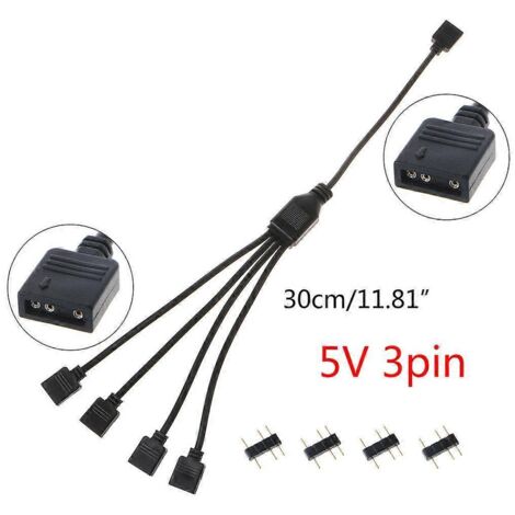 Connecteur d'interface RGB 3 broches 5 V, câble d'extension pour carte mère d'ordinateur - 4