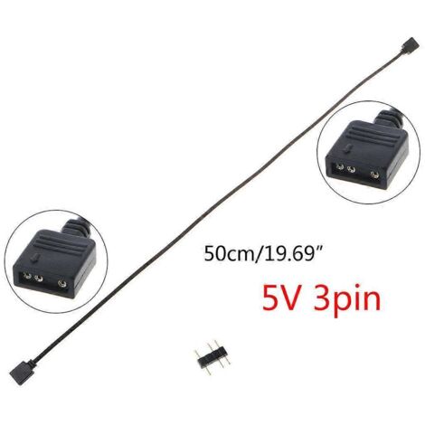 Connecteur d'interface RGB 3 broches 5 V, câble d'extension pour carte mère d'ordinateur - 50 cm