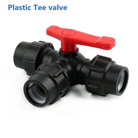 Connecteur Direct pour Tube à eau en plastique PE, 20/25/32/40 63mm, noir, séparateur rapide de Valve à Tee, raccord à coude, raccord d&39irrigation,25mm(1PC),Plastic Tee valve