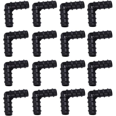 Connecteur D'irrigation Goutte à Goutte, 100Pcs Connecteur Coude Arrosage, Raccord Goutte a Goutte 16mm, 90 Angle Connecteur Tuyau Plastique pour Plante de Serre pour Jardin, Serre, Potager et Pelouse