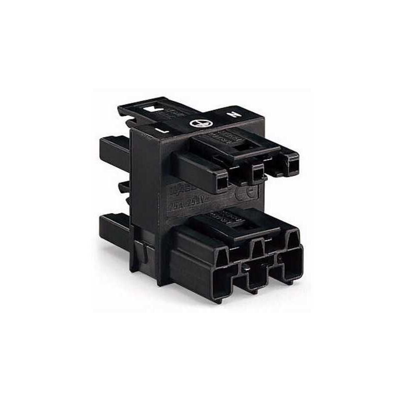 Wago - Connecteur distribution 3 Voies 1 Entrée Femelle et 3 Sorties Mâle Noir