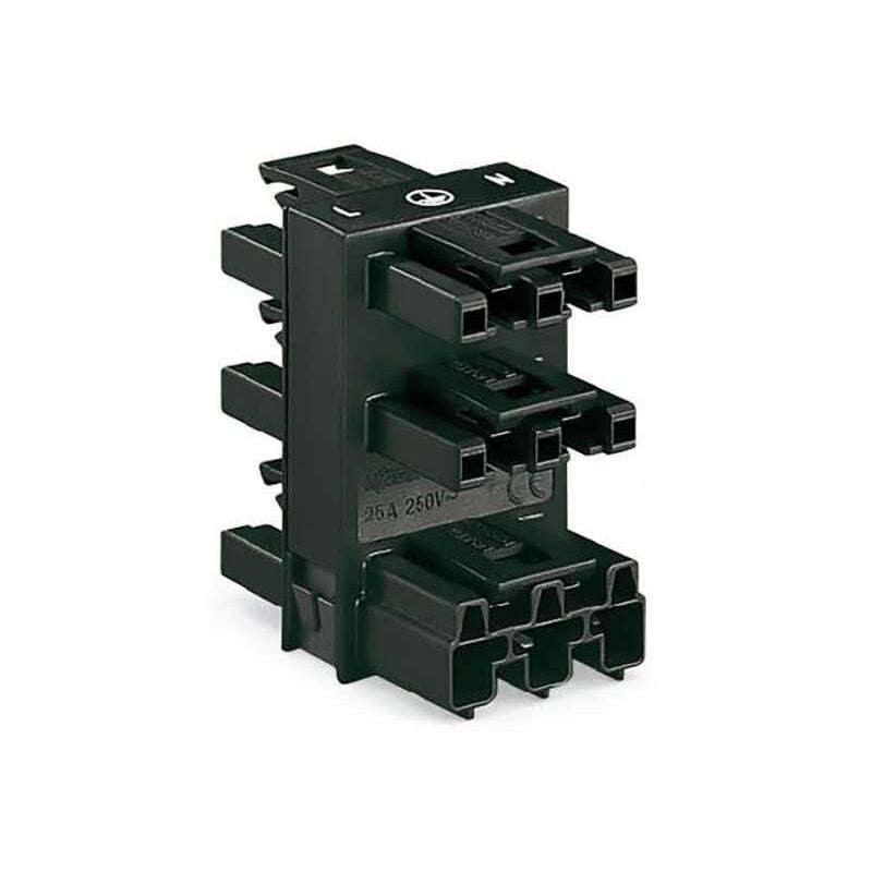 Wago - Connecteur distribution 3 Voies 1 Entrée Femelle et 5 Sorties Mâle Noir