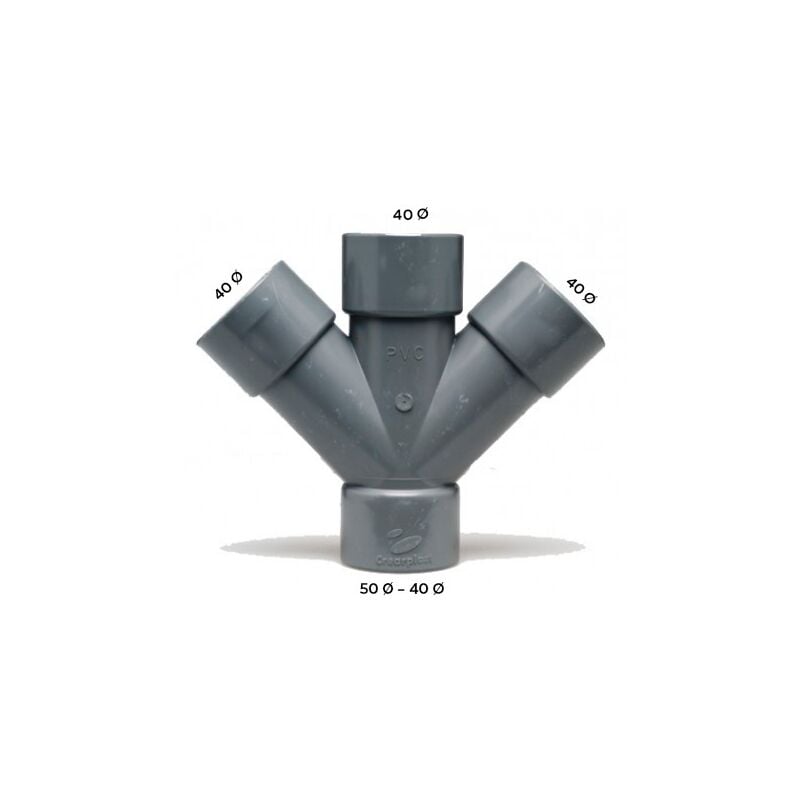 Crearplast - Connecteur double plat h-h en pvc Dimensions : 40 x 45 mm