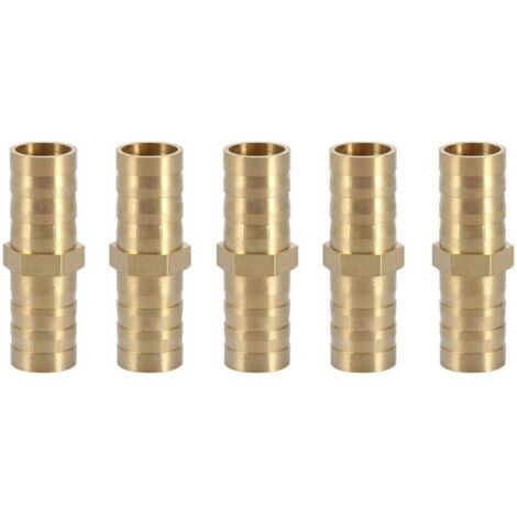 Connecteur Droit Barbelé, Adaptateur de Tuyau Droit Bidirectionnel Laiton Raccord de Tuyau Raccord de Jonction Tube Raccord 10mm(10mm 5pcs)