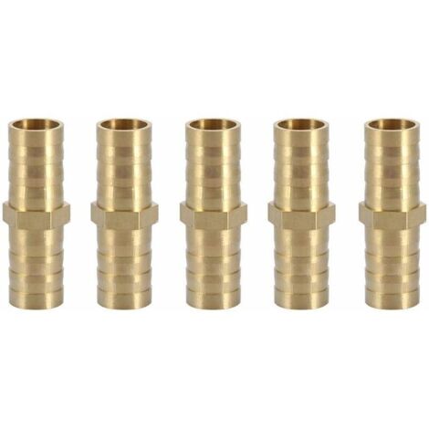 Connecteur Droit Barbelé, Adaptateur de Tuyau Droit Bidirectionnel Laiton Raccord de Tuyau Raccord de Jonction Tube Raccord 10mm(10mm 5pcs)