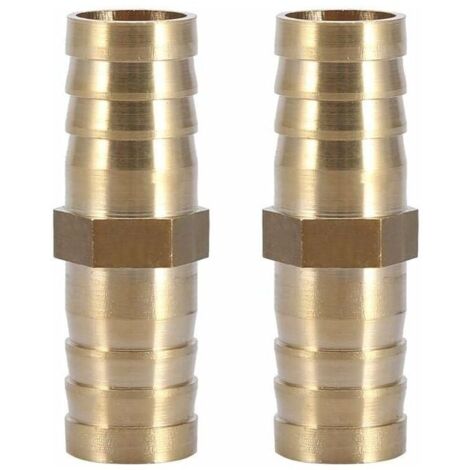 Connecteur Droit Barbelé, Adaptateur de Tuyau Droit Bidirectionnel Laiton Raccord de Tuyau Raccord de Jonction Tube Raccord 14mm(14mm 2pcs)-LIAIKI