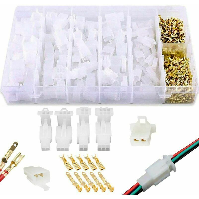 Start - Connecteur Electrique 2.8 mm Pas 2 3 4 6 Broches mâle femelle Terminal Plug,Sertir Cosse Assortiment kit Pour moto, vélo, voiture,