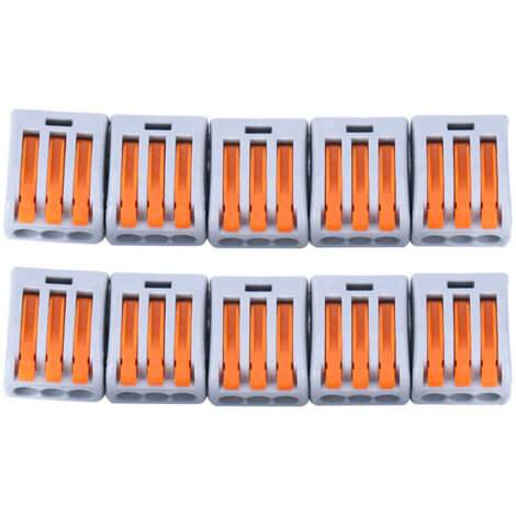 Connecteur électrique 3 voies à encliquetage pour câbles d'éclairage - Lot de 10