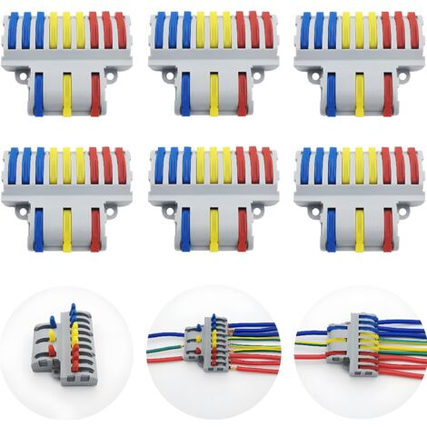 Connecteur Electrique, 6 Pcs SPL-93 Bornes de Connexion, Connecteur Electrique Rapide, Compact Connecteur Ressort Bornier (3 in 9 out)