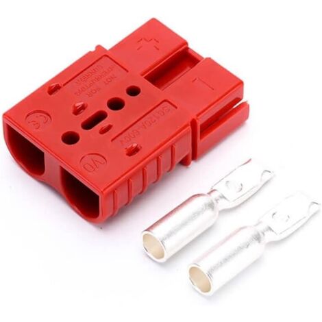 Connecteur Electrique Rapide - 600 V 120 A - Boîtier Rouge - Câble Batterie 6 AWG - Pour Treuil Inverseur Solaire Remorques - 1 Pièce