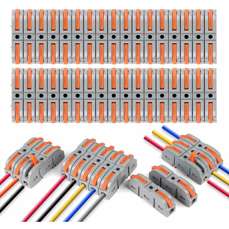 Beijiyi - Connecteur électrique rapide avec levier, borne de connexion rapide 34 pcs 1-Wire 2-Entry, domino électrique rapide, les joints de câble