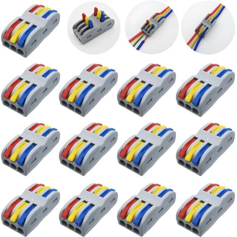 Connecteur Electrique, SPL-3 Bornes de Connexion, 3 in 3 out 6 Ports Compact Connecteur Ressort Bornier (13 Pcs)