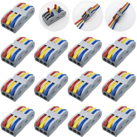 Connecteur Electrique, SPL-3 Bornes de Connexion, 3 in 3 out 6 Ports Compact Connecteur Ressort Bornier (13 Pcs)