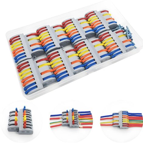 Connecteur Electrique, SPL-84 Bornes de Connexion, Levier-Écrou Fil Connecteurs, Compact Connecteur Ressort Bornier (4 in 8 out, 8 Pcs)