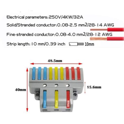 Connecteur Electrique,6 Pcs 3 in 9 out Connecteur Conducteur Compact, Bornier Câble Connecteur Ressort Rapide, Avec vis de montage