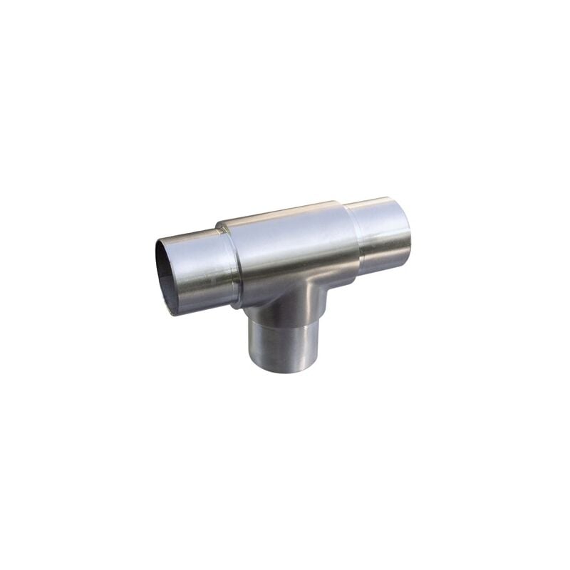 Deco Fer Forge - qualite francaise] - Connecteur droit en t pour 3 tubes Ø42,4mm - Longueur totale 120mm largeur 102,4mm - Inox 316 - à coller