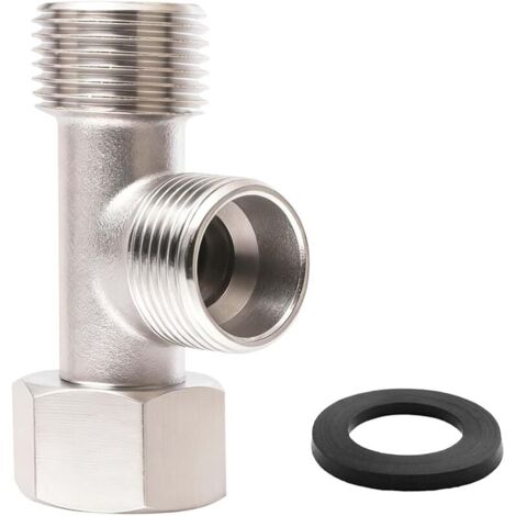 Connecteur en T 3 Voies,Vanne D'inversion WC en Cuivre 3/8" avec Dents Latérales 1/2" Vanne,Connecteur de Tuyau 3 Voies, pour réservoir de toilettes,robinet de douche, salle de bain et cuisine