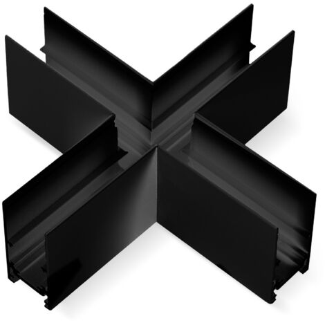 Connecteur en X pour rail magnétique en saillie 20mm - Noir