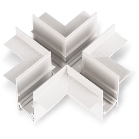 Connecteur en X pour rail magnétique encastré 20mm - Blanc