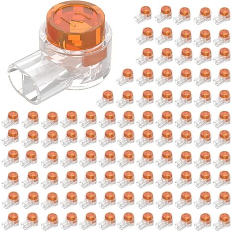 Connecteur Épissure UY - 2 Ports - AWG 21 À 26 - Pour Câbles Télécom Et Alarme - Sans Dénudage - Gel Protecteur - Orange - 100 Pièces