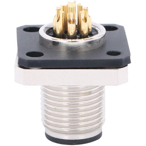 Connecteur Étanche 8 Broches M12HP8 avec Flange Carré et Filetage M12 pour Câble Aviation
