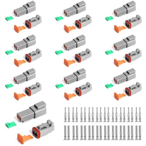 Connecteur Étanche à 2 Broche,10 Sets Ensembles Connecteur Imperméable,Connecteurs DT 22-18AWG,Seal Connecteurs pour Moto/Voiture/Scooter/Camion/Bateau