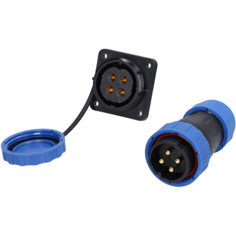 Connecteur Étanche Carré 4 Trous IP68 Prise Aviation 250V 45A pour Câble LP284 Broche